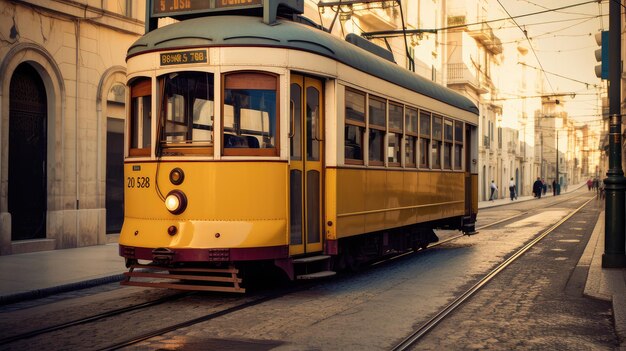 Fascino nostalgico Catturare la bellezza di un vecchio tram in città Ai generativa