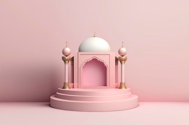 Fase del prodotto 3D, ramadhan, salvia rosa, tema islamico