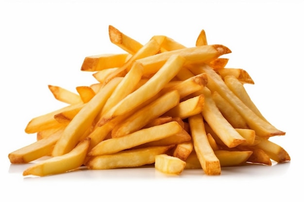 Fast fat fry snack meal french chip potato giallo isolato Generative AI