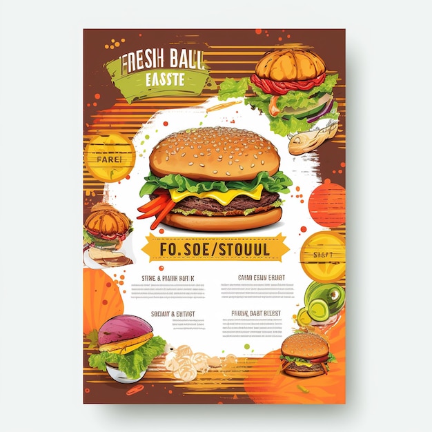 Fast food Flyer poster opuscolo brochure copertina design layout template in dimensione A4 Ai Generato