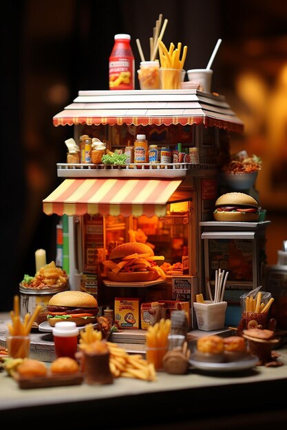 fast food in miniatura 3d