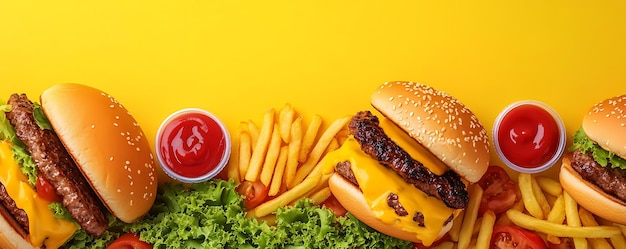 Fast food su spazio di testo a sfondo a colore solido