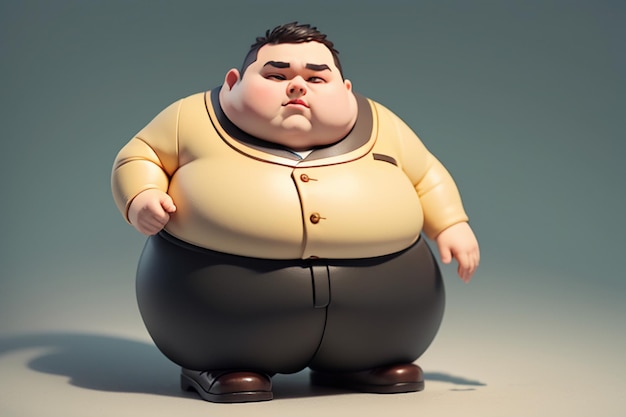 Fat Boy Cartoon Character Styling Anime Style Fat Wallpaper Background Model Character Rendering