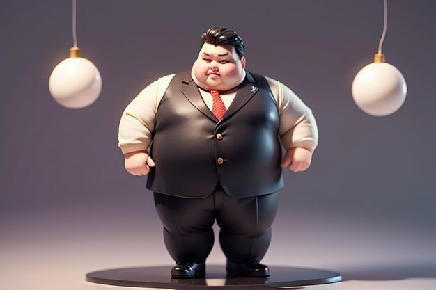 Fat Boy Cartoon Character Styling Anime Style Fat Wallpaper Modello di sfondo Rendering del personaggio