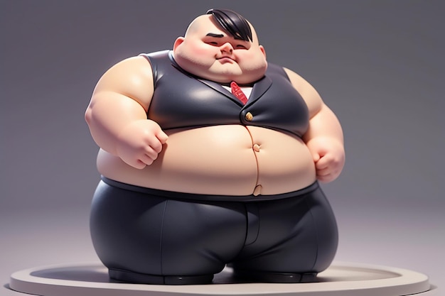 Fat Boy Cartoon Character Styling Anime Style Fat Wallpaper Modello di sfondo Rendering del personaggio