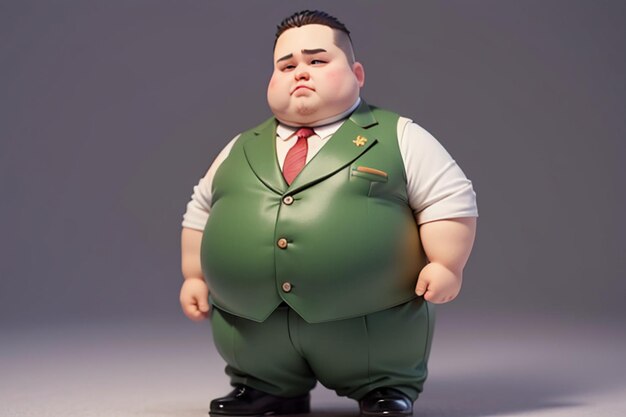 Fat Boy Cartoon Character Styling Anime Style Fat Wallpaper Modello di sfondo Rendering del personaggio