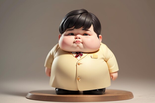 Fat Boy Cartoon Character Styling Anime Style Fat Wallpaper Modello di sfondo Rendering del personaggio