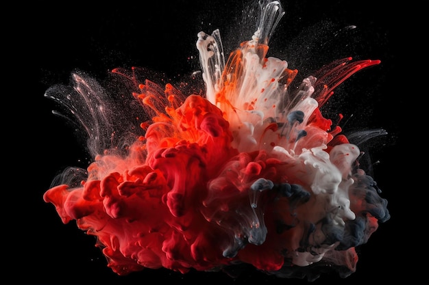 fatto esplodere vernici in polvere colorate holi isolate su uno sfondo nero AI generativa