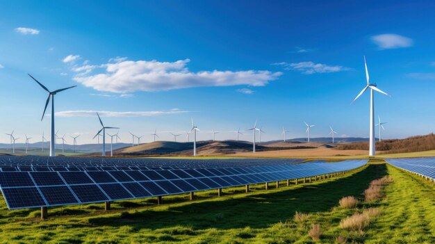 fattoria di energia rinnovabile come turbine eoliche o pannelli solari