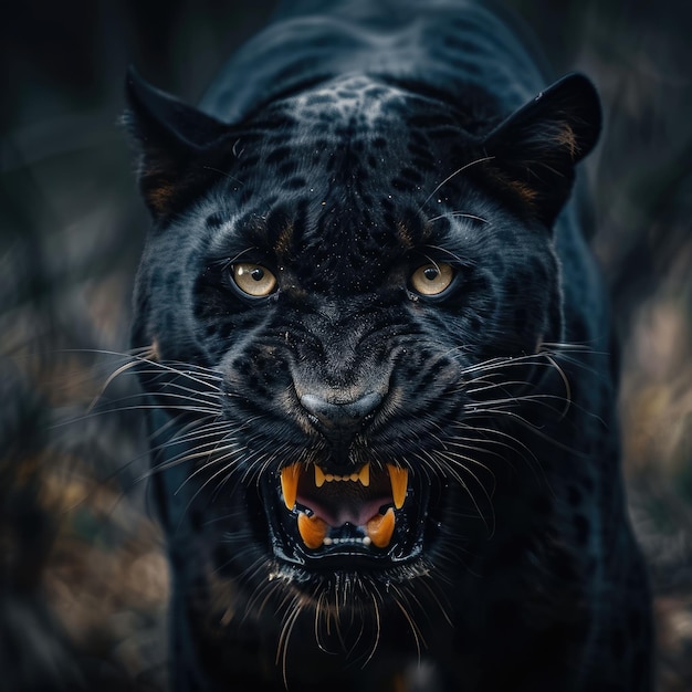 fauna selvatica 4k ultra HD Fotografia nella foresta africana Black Panther Big Cat close-up camera girato AI Gener