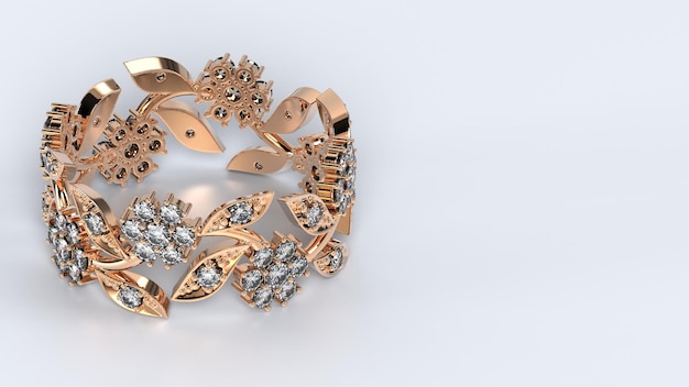 Fede nuziale oro argento diamante fidanzamento coppia moda matrimonio pietra 3d rendering