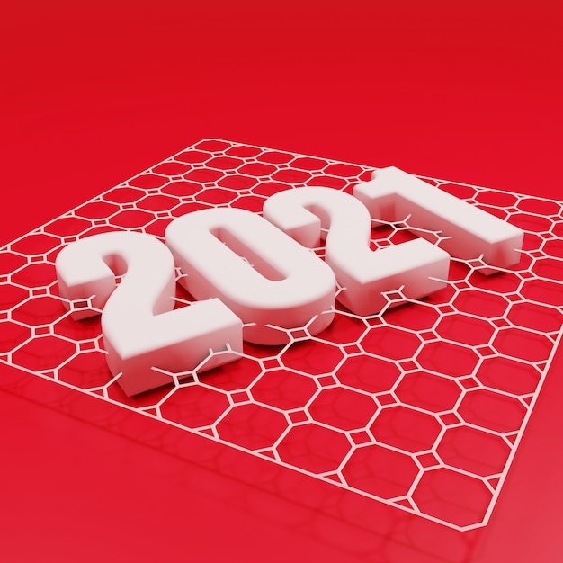 Felice anno nuovo 2021 rendering 3d