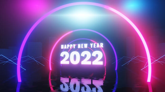 Felice anno nuovo 2022 con sfondo futuristico