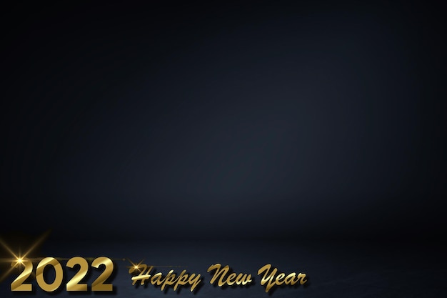 Felice anno nuovo 2022 testo design. Illustrazione di saluto con numeri dorati. Cartolina d'auguri e poster di felice anno nuovo 2022.