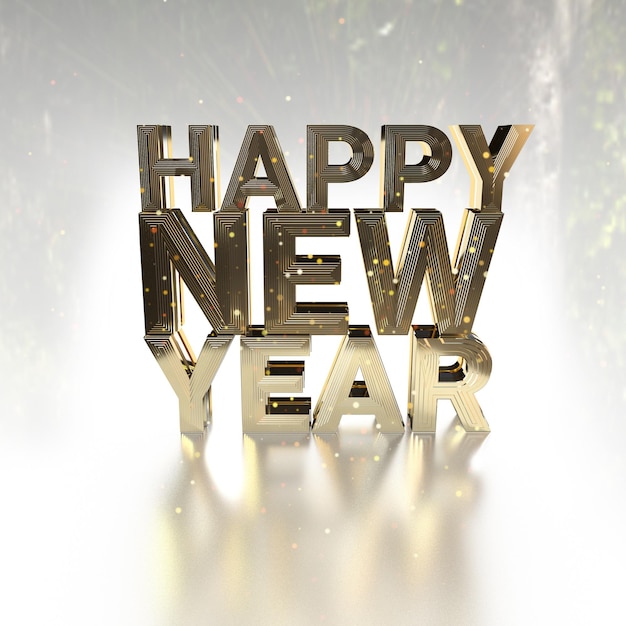 Felice anno nuovo 2024 banner con effetto testo dorato 3D