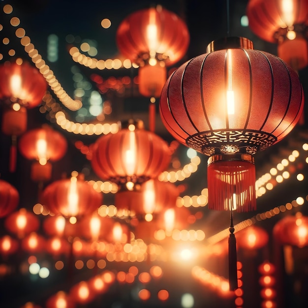 Felice anno nuovo cinese lanterne rosse tradizionali banner festivo sfondo