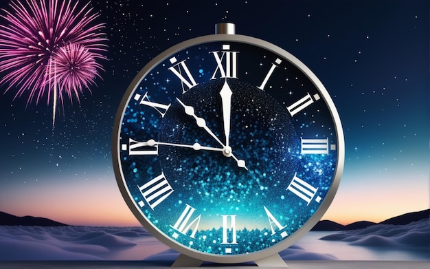 felice anno nuovo conto alla rovescia orologio su astratto scintillante cielo di mezzanotte con copia spazio festa festiva in