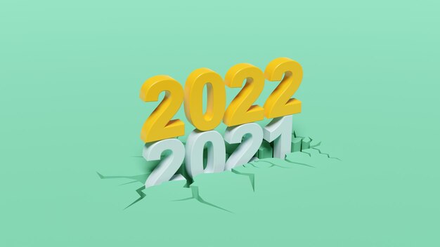 Felice Anno Nuovo Sfondo. Inizia al 2022. Illustrazione 3D