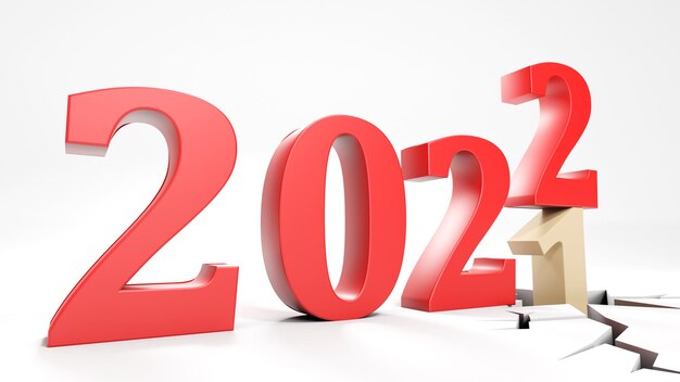 Felice Anno Nuovo Sfondo. Inizia al 2022. Illustrazione 3D