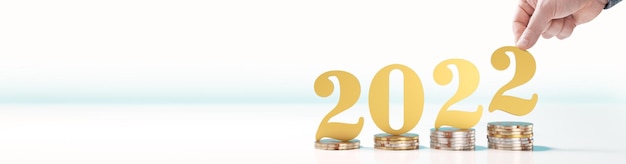 Felice anno nuovo sfondo. Inizio finanziario dell'anno 2022.