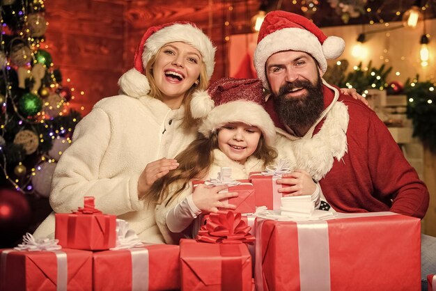 Felice Anno Nuovo Vacanze invernali Shopping vendite Buon Natale Padre e madre amano la figlia