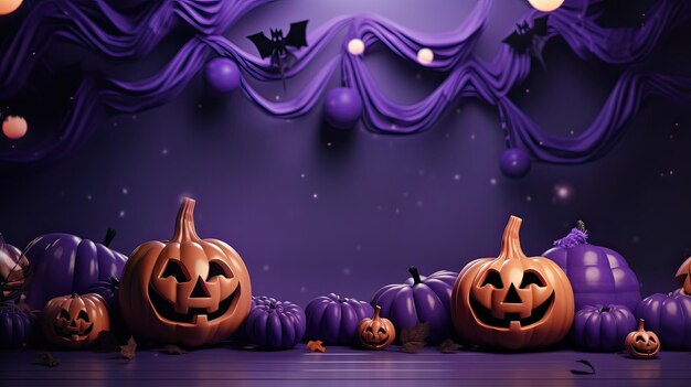 felice banner di halloween o sfondo di invito a una festa con colore viola