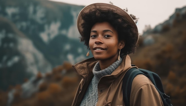 Felice bella giovane ragazza afroamericana