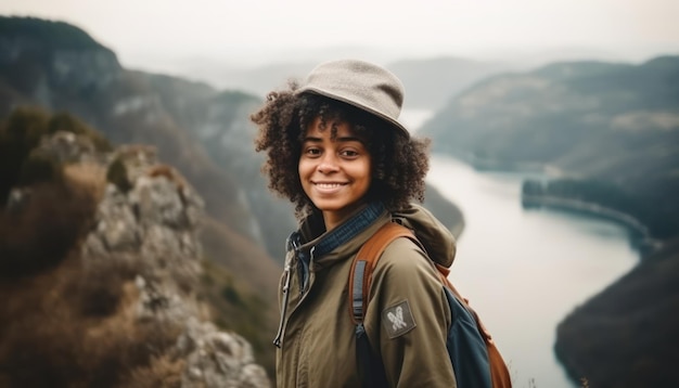 Felice bella giovane ragazza afroamericana