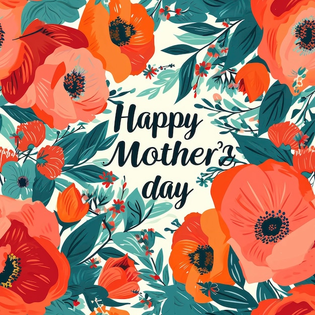 Felice carta di festa della madre con il segno della festa della madre felice modello della giornata della madre bellissimi fiori