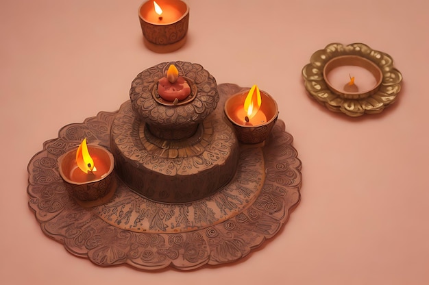 Felice celebrazione di Diwali sullo sfondo di lampade tradizionali colorate