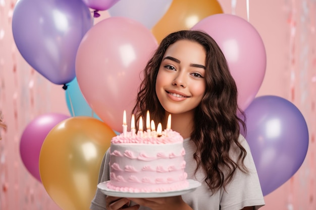 felice compleanno giovane ragazza che tiene in mano un regalo