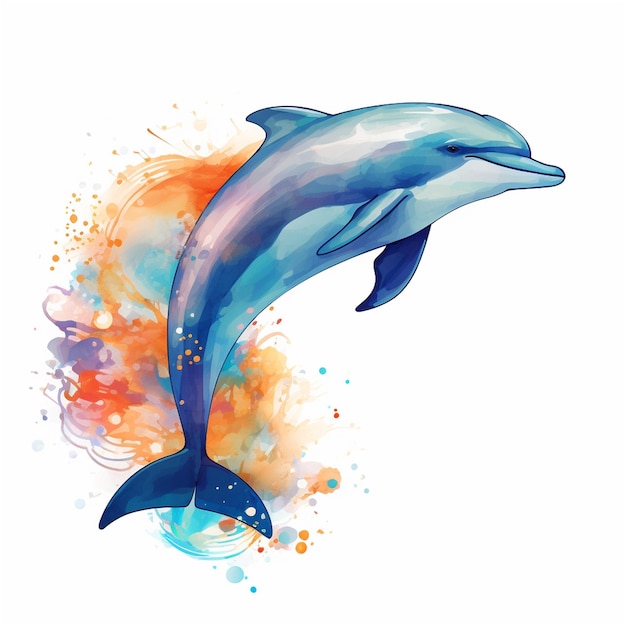 Felice delfino in mano disegno ad acquerello