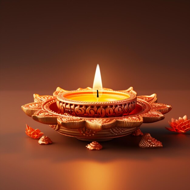 Felice Diwali bellissima Diya sul pavimento