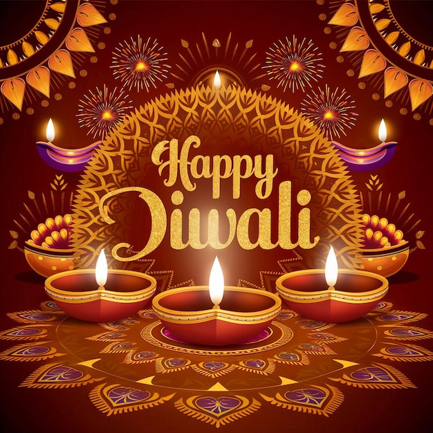 Felice Diwali Concept di celebrazione del festival indiano 3d