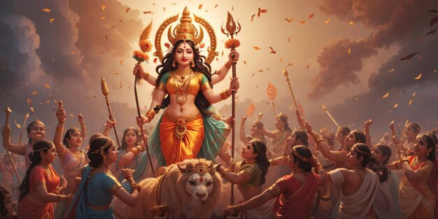 Felice Dussehra con la dea Durga