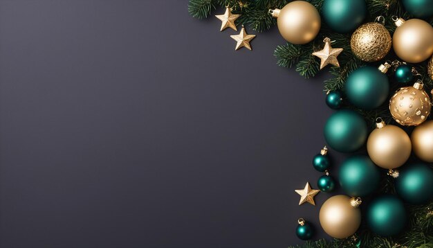 Felice e luminoso Un biglietto di Natale con oro e verde