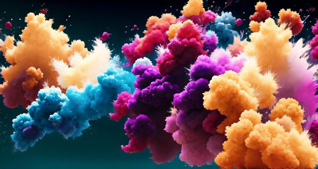 Felice esplosione di schizzi di colore Holi di sfondo di polvere colorata Ai generato