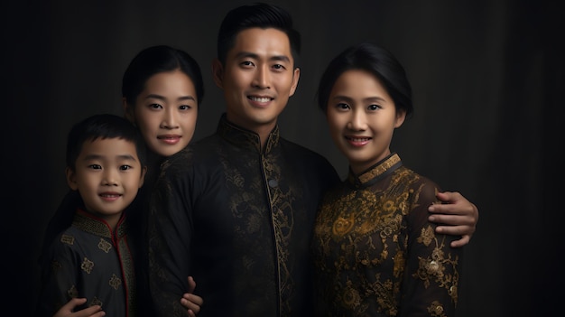 Felice famiglia asiatica