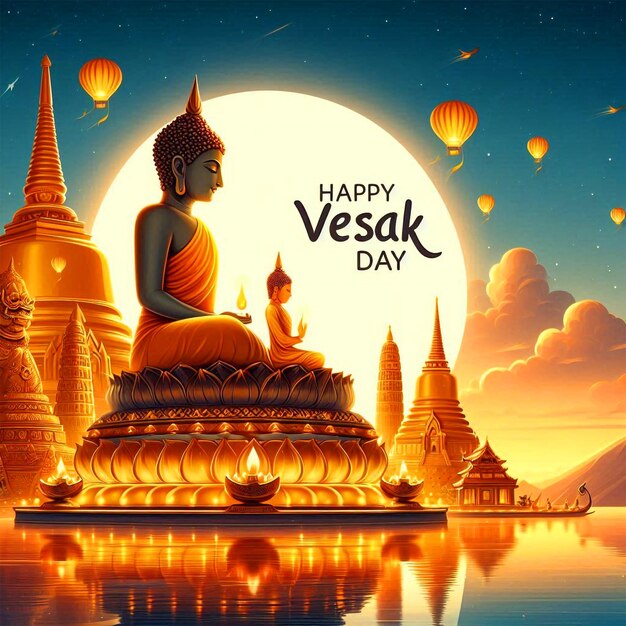 Felice festa del giorno di Vesak Sfondamento Giorno di Vesak Buddha Purnima Buddha Jayanti Giorno di Buddha