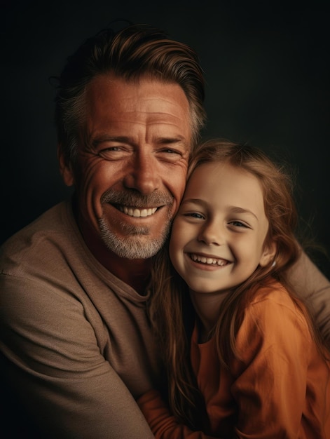 Felice festa del papà Padre e figlia che sorridono felici IA generativa