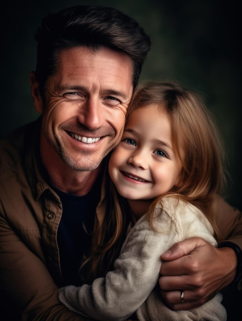 Felice festa del papà Padre e figlia che sorridono felici IA generativa