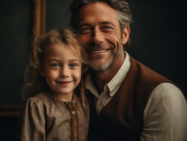 Felice festa del papà Padre e figlia che sorridono felici IA generativa