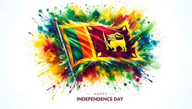 Felice festa dell'indipendenza bandiera dello sri lanka in stile acquerello