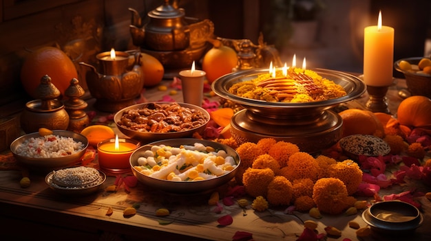Felice festival indiano di Diwali Festival delle luci di Pixelated Diwali AI