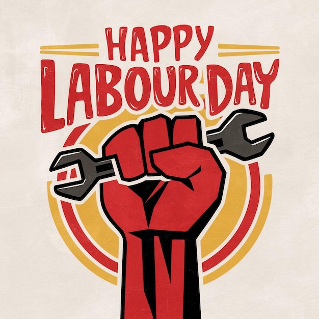 Felice Giornata del Lavoro silhouetted mani con fiducia con strumenti di costruzione