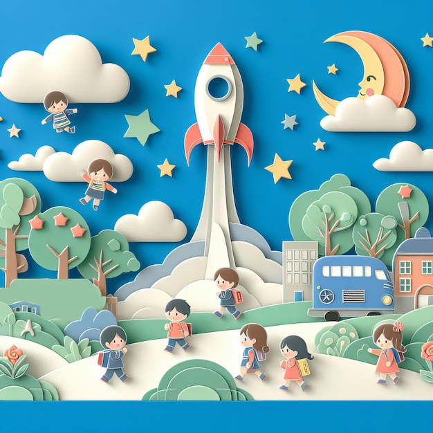 Felice Giornata Mondiale dei Bambini illustrazione di bambini piccoli in stile generativo Ai.