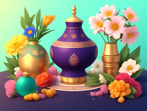 felice giorno di nowruz o illustrazione del nuovo anno iraniano