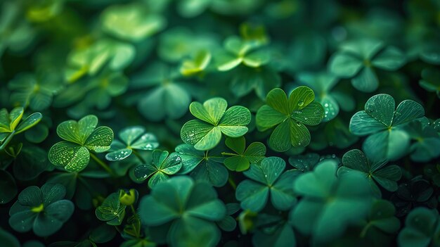 Felice giorno di San Patrizio Composizione con foglie di trifoglio