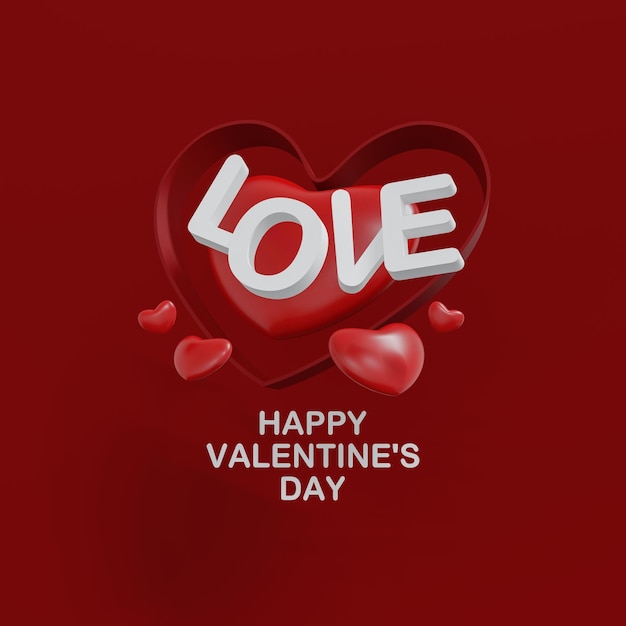 Felice giorno di San Valentino modello di sfondo biglietto di auguri design 3D'illustrazione