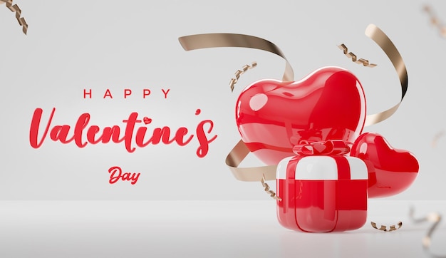 Felice giorno di san valentino saluti decorazione banner social media 3d rendering